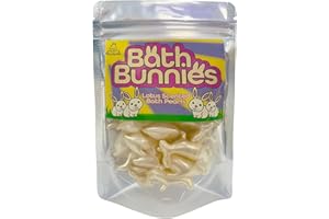 BARE BOUTIQUE Bath Bunnies. 15 Lotus Scented, Rabbit Shaped Bath Pearls. Ideal Stocking Filler, Advent Calendar Filler. Rabbit Themed Gift. Quirky Gift. Easter Gift.