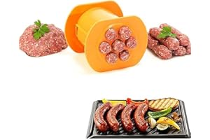 UV STYLISH Presse Hot Dog Maker - Manual Hot Dog Wurstform-Set, Hot Dog Maker mit 7 Löchern, DIY-Küchenutensilien, Cevapcici Hot-Dog-Maschine Fleischstäbchen-Quetscher (Orange)