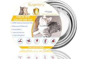 Sugelary Collar Antiparasitario para Mascotas Gatos Plagas Repelentes para Mascotas Agregado con Aceites Naturales, Tamaño Ajustable e Impermeable, Detiene Mordeduras y Picazón (2)