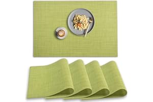 homEdge PVC-Platzdeckchen, rutschfest, hitzebeständig, waschbares Vinyl, grün, 4 Stück