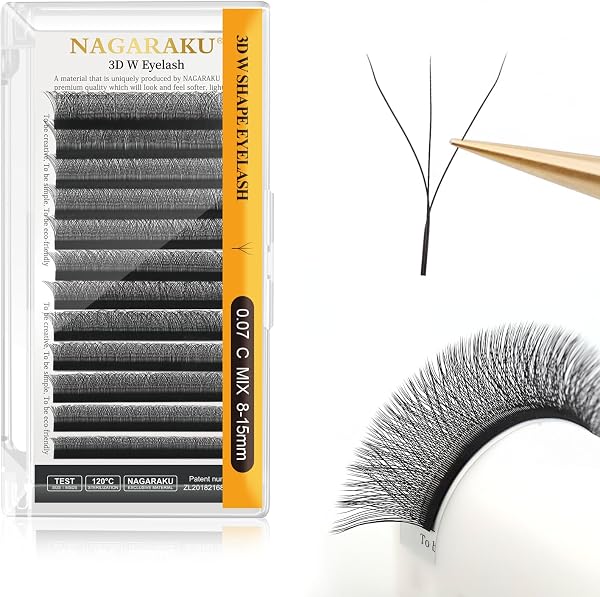 NAGARAKU 3D W Pestañas W Ramo Prefabricado Extensión de Pestañas Hecho a mano WW Profesional Pestañas Postizas Naturales Ahorra Tiempo Volumen Rusas Clover Eyelash Cluster Negro(0.07mm C 8-15mm) - 1