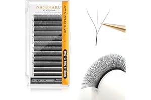 NAGARAKU 3D W Pestañas W Ramo Prefabricado Extensión de Pestañas Hecho a mano WW Profesional Pestañas Postizas Naturales Ahorra Tiempo Volumen Rusas Clover Eyelash Cluster Negro(0.07mm C 8-15mm)