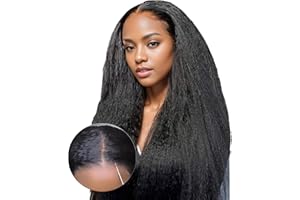 EINBEAUTY Wear and Go Glueless Wig Upgraded Pre Cut Lace Wig Pre Plucked Natural Hairline Glueless Kinky Straight Wig Bleacheted Knots Upgraded for Black Women 4×4 HD Lace Beginner Friendly 180% Density 24inch