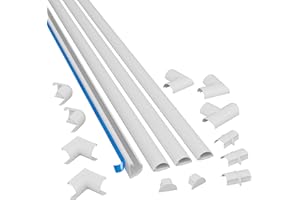D-Line Mini 3015KIT001, Canaletas adhesivas de PVC para cables, Multipack de 4 piezas (30x15 mm) de 1 metro de longitud en color blanco, Solución para organizar, proteger y cubrir cables