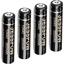 10440 Rechargeable Battery, 10440 Rechargeable Battery 3.7V 350mAh for LED Flashlight Torch, 4 Pack Sports & Outdoors