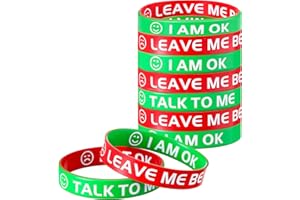 Suilung 6 Pieces kids Green Mood Wristband Red Mood Silicone Rubber Bracelets Emotion Boys Bracelet Children Colored Wristbands Funny Silicone Bracelet for Men Women Teens Education Party Supplies