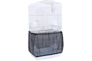 CAILIYA CAILI Schutzhülle für Vogelkäfig, flexibel, Abdeckung für Vogelkäfig, Netz, Schutz für Vogelkäfig, Wellensittiche, Kanarienvögel, Samenfänger, flexibel (L, schwarz)