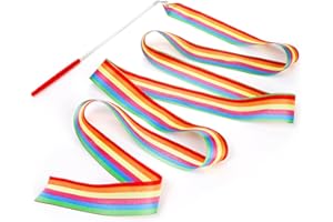 Jucoan 30 Pack Dance Ribbons Party Favor, 2 M/6.6 Ft Rhythmic Gymnastics Dancing Wands, Rainbow Party Favor, Birthday Party Supplies, Gymnastics Goodie Bag Stuffers