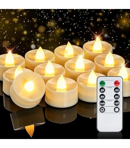 Nancia Lot De 5 Bougies Chauffe-plat LED Avec Télécommande Et Minuteur, Sans Flamme, Longue Durée De Vie De Plus De 400 Heures, Alimentées Par Piles, Décoration D'intérieur, Fêtes Saisonnières Et