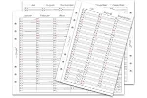 ‎SINNWUNDER SinnWunder® 2025 Premium-Kalendereinlagen - Jahresübersicht - Leporello mit einem Halbjahr pro Seite - Größe Din A5