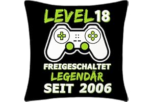 Merclix 18. Geburtstag Junge Geschenk Lustig Kissenbezug 45x45 Gaming Deko Kissen Coole Geschenkideen 18 Geburtstag Junge 18 Geburtstag Geschenk Junge für Freund Sohn Bruder