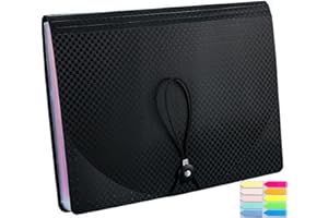 LOSTWRY Carpeta de documentos A4, Organizadores de Archivos Expandibles carpetas de Plástico A4 con 13 Bolsillos Organizador de Documentos de Acordeón para el Hogar, Oficina, Escuela (Negro)