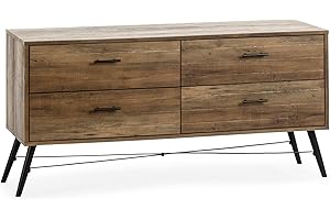 HOMN LIVING Mueble TV Clavel 4 cajones Color Rustic, guías metálicas, 120 cm (Ancho) 40 cm (Profundo) 60 cm (Altura)