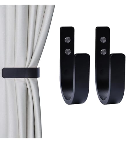 Fermatenda Ohtomber Neri In Metallo (2 Pezzi) – Ganci A J Da Parete Con Viti, Regolabili, Multifunzione Per Tende, Vestiti E Accessori