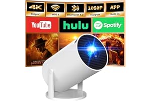 GENERIC App intégrée - Vidéoprojecteur 4K 1080P, Mini Projecteur Portable Full HD 1080P 5G WiFi 6 BT 5.4, Projecteur Auto Correction Trapézoïdale Horizontale - Blanc