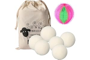 KARELLS 6 Pièces Balles de Séchage pour Sèche-Linge, 100% Pure Laine de Balles de Séchage en Laine Naturelle, Réutilisables, 4 cm, Réutilisables Anti-Rides Séchoir Boules Réduit Temps de Séchage