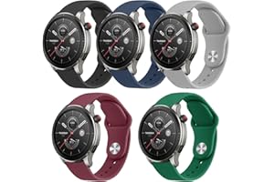 Gittos 5-pezzi 22mm Silicone Cinturino per Amazfit Balance/Bip 5/GTR 4/GTR 4 Pro/GTR 3/GTR 3 Pro/GTR 2/GTR 2e/GTR 47mm Sport Cinturini per Amazfit Stratos/Stratos 2/2S/3/Pace per Uomo Donna