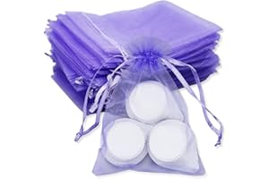 LAMXD 50 sacchetti in organza, 9 x 12 cm, per gioielli, colore: viola chiaro, per baby shower, matrimoni, feste di compleanno per bambini, Natale