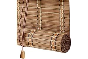 SH000AD Persianas Enrollables de Bambú Natural,Estores de Bambú para Exteriores,Cortinas Opacas para Ventanas,Persianas de Madera Privacidad Protección para Pabellón Baño de Oficina (90x120cm/36X47in)
