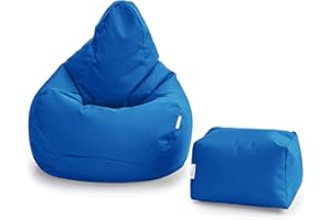 Loft 25 Sitzsack-Spielerstuhl | für den Innenbereich des Wohnzimmers im Freien | Wasserbeständig | Ergonomisches Design zur Körperunterstützung | Langlebig und Bequem (Moroccan Blau, Sitzsack Set)