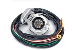 AOJO 13-Pin Trailer Socket with 2 m Cable, Waterproof Trailer Hitch Socket Wiring Harness 13 Pin - Pre-Wired 13-Core Vehicle Cable