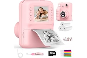 Yidoroye Appareil Photo Enfant, Cadeau Fille 3 4 5 6 7 8 9 10 Ans 2.4" Écran HD Appareil Photo Instantané Jouet Fille 3-8 Ans Caméra & Vidéo 1080p & Musique & 5 Jeux Réflexion & 32GB SD Cadeaux Noel