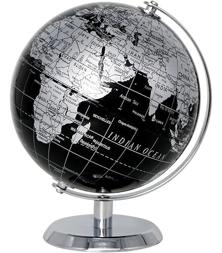 Globe Terrestre Antique Magnétique Noir Balvi – 12 Aimants Inclus – Décoration Éducative Et Design
