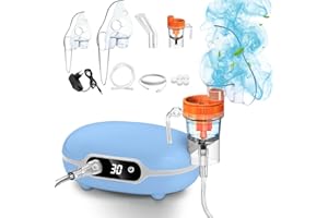 PAZEAU Aerosol Portatile Silenzioso Con Display Digitale,Macchina Aerosol Adulti E Bambini,Ultrasuoni Nebulizzatore Neonato,Inalatore Apparecchio Con Boccaglio, Aerosol Da Viaggio A Pistone (blue)