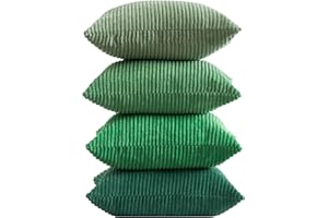 Topfinel Federe Cuscini 50x50 in Velluto a Coste Divano Verde Copricuscini Quadrati Decorativa per Salotto Camera dei Bambini Elegante Moderno Cuscino Cerniera Invisibile per Camera da Letto 4 Pezzi