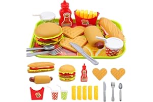 TLHWIN Zestaw zabawek spożywczych, Zabawki kuchenne dla dzieci, Hamburger kuchenny Edukacyjne odgrywanie ról Akcesoria edukacyjne, Prezent dla chłopców i dziewcząt od 3 lat.