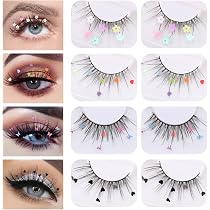 10 Paar Falsche Wimpern Mit Glitzer-Kristallen – 20mm, D-Curl, Fluffig, Wiederverwendbar (ohne Kleber)