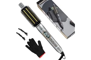 Nuision Thermal Brush, 32MM Hot Brush for Hair Styling, Ceramic Tourmaline Ionic Curling Iron Brush, Volumizing Hair Curler with LCD Display, Heated Brush Volumizer Round Hair Brush, Dual Voltage
