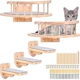 Wall Mounted Cat Hammock - 2 Shelves and Perch With 3 Tiers - Plush Covered Solid Wood Furniture