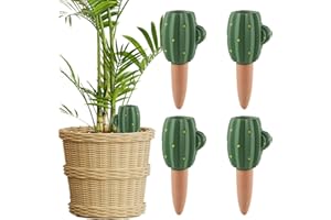 FairyPeach 4 Pcs Picos de Riego Arcilla, Riego Por Goteo Automático Kit, Conos de Autorriego, Sistema de Riego Automático con Forma de Cono de Arcilla para Flores, Macetas y Plantas de Jardín (Cactus)