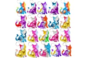 VICTGAME 30 pcs Rainbow Classroom Studenti Premio regalo e bomboniere per feste di compleanno, Mini Pop Gatto Fidget Portachiavi Bolla presente per bambini Ragazzi Ragazze