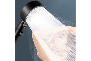 DEFRESIT Słuchawka prysznicowa z funkcją zatrzymywania, wysokociśnieniowa słuchawka prysznicowa, 8 trybów strumienia, oszczędność wody ze zdejmowanym prysznicem do ciała, do domu, studia fitness (czarna)