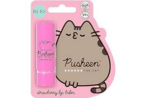 BI-ES Pusheen The Cat Strawberry Flavour Lip Balm, Natural and Vegan Lip Balm for Kids