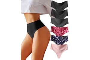 BeReady Damskie stringi wyszczuplające brzuch, bezszwowe slipy z wysokim stanem, oddychające, zestaw 6 sztuk