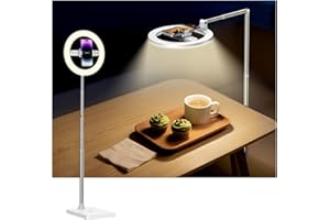 yAyusi Anneau Lumineux Sans Fil avec Trépied, Pliable Support de Caméra Overhead avec Rechargeable Ring Light 174cm pour Enregistrement Vidéo, Photographie, Diffusion en Direct, TikTok, YouTube