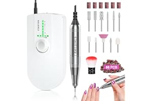 Fresa ELettrica,NAILGIRLS 11 in 1 Fresa Unghie Gel Manicure e Pedicure Elettrico,35000RPM Velocità Regolabile,Intelligente Led,Portatile Lima Elettrica Unghie(Bianco)