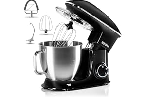 ZEEGMA Planeet Chef wielofunkcyjny robot planetarny, metalowy napęd, 7-stopniowa regulacja,funkcja pulse, duża misa z uchwytem do mieszania 6,5 L, możliwość mycia akcesoriów w zmywarce