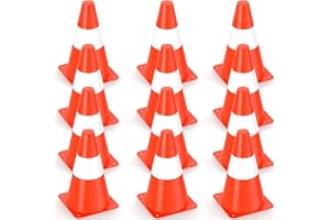 ALYOEN Pylonen 23cm, 12 Stück Stapelbare Warnkegel, Verkehrshütchen Markierungskegel für Outdoor Aktivitäten und Festliche Veranstaltungen, Pylonen Kinder für Fußball, Sport & Hundetraining