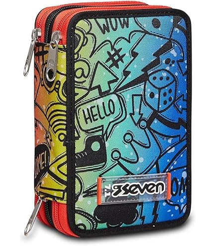 Astuccio Scuola 2 Scomparti Con Cancelleria Inclusa - 24x19.5x5.5 Cm, Stampa Monster Truck, Giallo/Blu - Foto 8