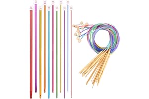 KURENY 23 Piece Tunisian Crochet Hook Set, Includes 2-10 mm Wooden Crochet Hooks and Aluminium Crochet Hooks, Aluminium Tunisian Crochet Hook Set for Beginners, for Blankets, Scarves and Other Crochet