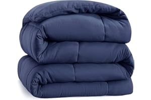 Casa Platino Single Duvet 10.5 Tog – All Seasons Coverless Duvet with Corner Tabs, Box Stitched Quilt, Microfibre Comforter, 135 x 200 cm - Navy