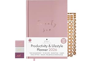 2026 Productivity & Lifestyle Planner by Perfect Planner Company. Weekly & Monthly Diary with Goals, Habit Tracker & Time Management to Organise Life, Wellbeing & Health. 222 Stickers