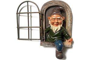 JTZXJJX Elf Out The Door Tree Hugger, Gartenstatue Zwerg Harz Zwerg Figur, Hängende Gartenzwerge Baum Zwerg Dekoration für Terrasse Rasen Ornament (Männer)