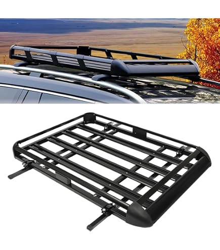 RELAX4LIFE Panier De Toit Voiture 110kg - 120x98x16,5cm, Acier, Noir, Pour Barres De Toit - 9