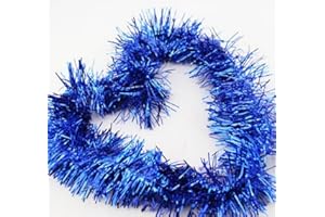 BRINNY 5 Stück 2m Weihnachten Lametta Girlande Twist Glänzend Metallisch Weihnachtsbaum Schmuck Hängende Dekoration für Kranz Hochzeit Geburtstag Party Festival - Blau