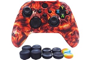 Custodia in silicone per Xbox Series X/S Controller-Hikfly per Xbox SX Controller Grips, custodia antiscivolo per controller giochi, 1 skin con 10 tappi per pollice (WhiteFire)